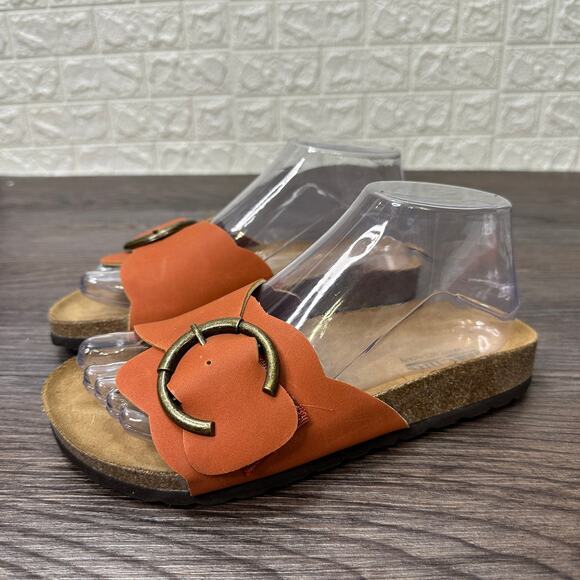 Cliffs 'Goyle' by White Mountain Sandals Orange Slides Women's 6M Metal Buckle - Picture 4 of 10